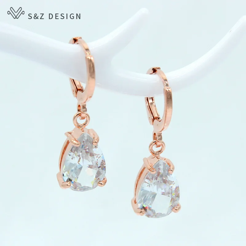 S&Z New Water Drop Cubic Zirconia Earrings 585 Rose Gold Japanese/Korean For Women Girl's Trendy Jewelry Anti-allergy Eardrop
S&Z New Water Drop Cubic Zirconia Earrings 585 Rose Gold Japanese/Korean For Women Girl's Trendy Jewelry Anti-allergy Eardrop