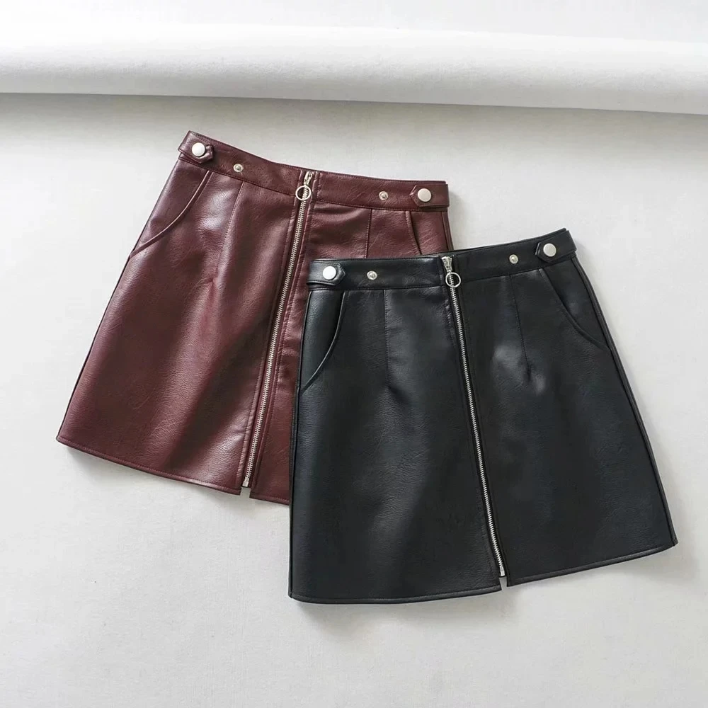 Spring Summer Casual PU Leather Skirt Women Elegant Zipper Mini A-Line Skirt Lady Skinny High Waist Skirts Wine Black
Spring Summer Casual PU Leather Skirt Women Elegant Zipper Mini A-Line Skirt Lady Skinny High Waist Skirts Wine Black