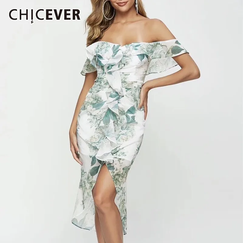 CHICEVER Summer Elegant Print Dress For Women Strapless Off Shoulder High Waist Irregular Ruffles Midi The Dresses 2019 Fashion
CHICEVER Summer Elegant Print Dress For Women Strapless Off Shoulder High Waist Irregular Ruffles Midi The Dresses 2019 Fashion