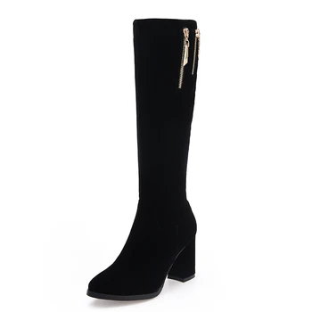 Women Knee High Boots High Heels Zipper Winter Boots Women Shoes Suede Metal Decoration Elegant Women Boots Size 34-43
Women Knee High Boots High Heels Zipper Winter Boots Women Shoes Suede Metal Decoration Elegant Women Boots Size 34-43