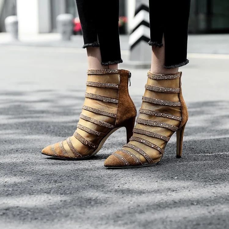 Hot Ankle Boots Woman Shoes Chic Stiletto Air Mesh Comfortable Brightest Shoes Pointed Toe Glitter Decor Sueded Sapato Feminino
Hot Ankle Boots Woman Shoes Chic Stiletto Air Mesh Comfortable Brightest Shoes Pointed Toe Glitter Decor Sueded Sapato Feminino