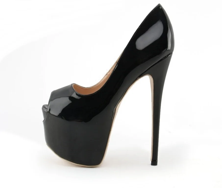 Fantastic Nude Black Patent Leather Ultra High Heel Shoes 16cm Heel Wedding Shoes Platform Stiletto Heels Open Toe Shoe
Fantastic Nude Black Patent Leather Ultra High Heel Shoes 16cm Heel Wedding Shoes Platform Stiletto Heels Open Toe Shoe