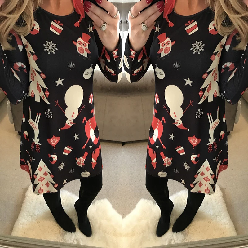 Winter Casual Vintage Santa Claus Print Christmas Dress Women Short Sleeve O-neck Evening Party Dresses Ladies Plus Size
Winter Casual Vintage Santa Claus Print Christmas Dress Women Short Sleeve O-neck Evening Party Dresses Ladies Plus Size