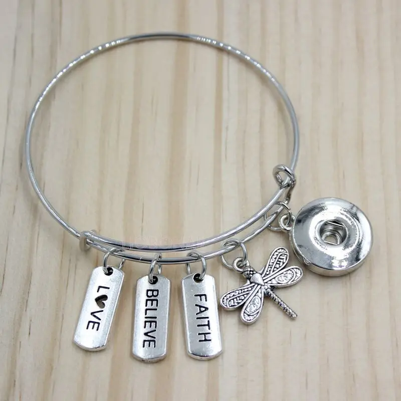 10PCS Wholesale 18mm Snap Jewelry Dragonfly Bracelet Believe Faith Charm Bracelets Expandable Bangle Snap Bracelets Gifts
10PCS Wholesale 18mm Snap Jewelry Dragonfly Bracelet Believe Faith Charm Bracelets Expandable Bangle Snap Bracelets Gifts