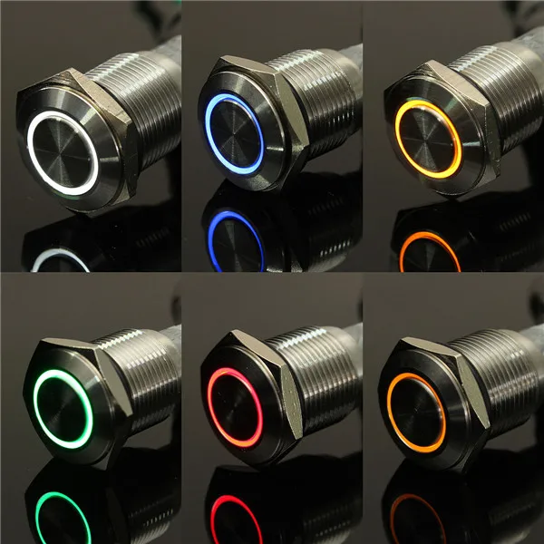 

2017 New Top Quality Angel Eye Metal LED illuminated Momentary 16mm Push Button Switch Car Dash 12V Wholesale price