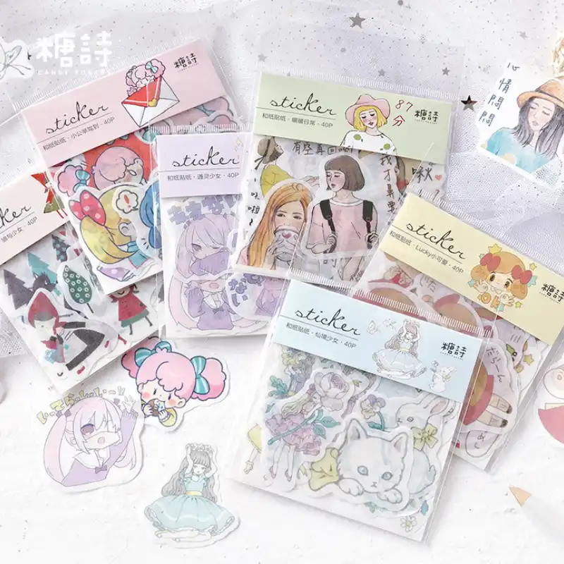 45 pcs/box cute cartoon rabbit paper sticker package diy diary