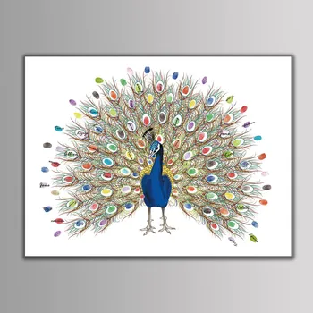 Hot Sale Colorful Peacock Wedding Party Decoration Fingerprint Guest Book Home DIY No Frame Canvas Painting Anniversary Gift
Hot Sale Colorful Peacock Wedding Party Decoration Fingerprint Guest Book Home DIY No Frame Canvas Painting Anniversary Gift