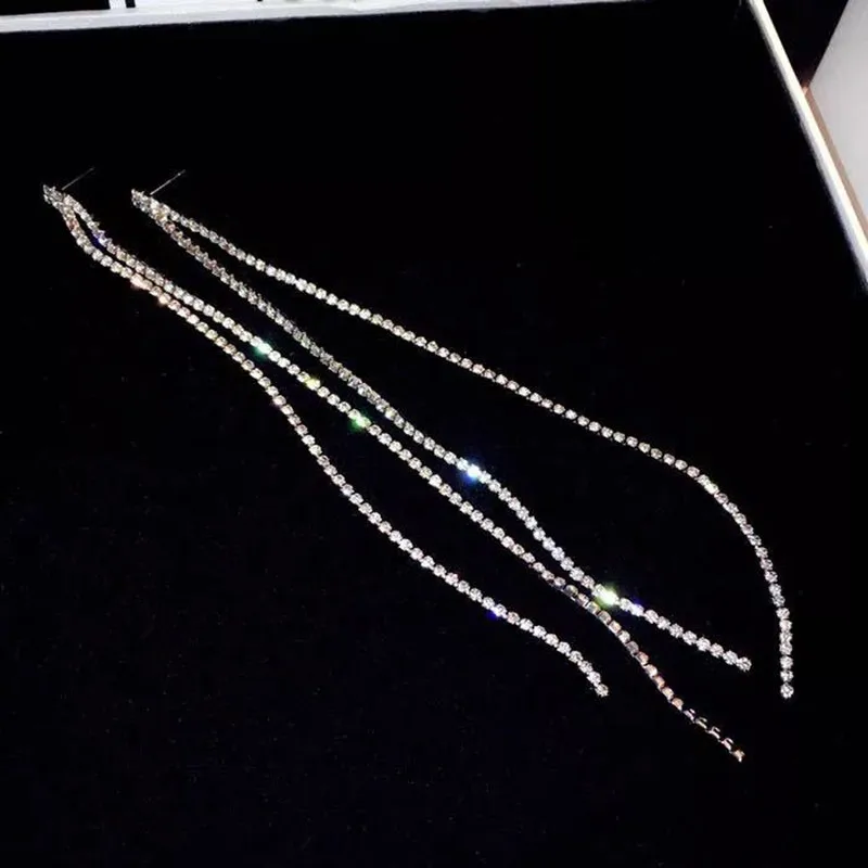 High Quality Unique Fashion Trend Exaggerated Long Silver Color Needle Studded Tassel Earrings For Women ZK40
High Quality Unique Fashion Trend Exaggerated Long Silver Color Needle Studded Tassel Earrings For Women ZK40