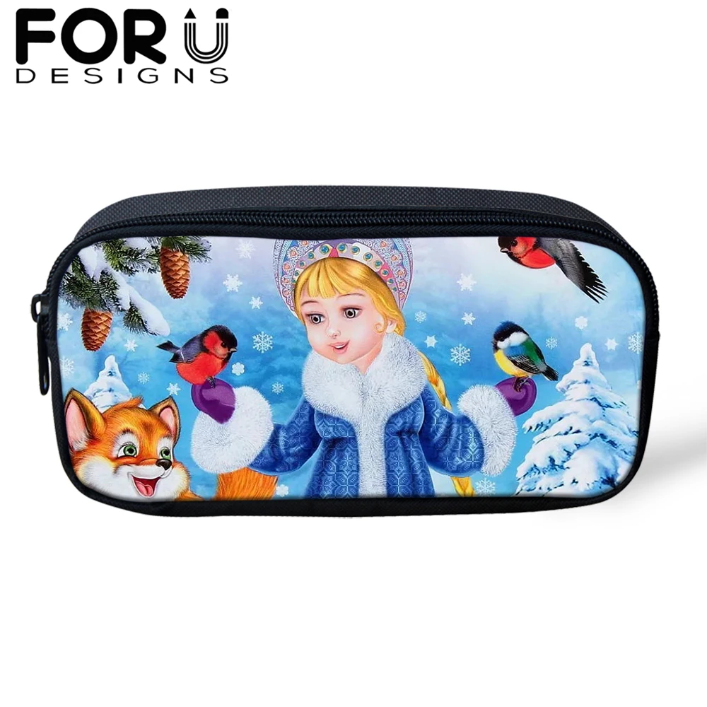 

Cartoon Russia Snow Maiden Printing Pencil Case Students Children Kid School Stationery Box Make Up Bag Women Cosmetic Bag 2019