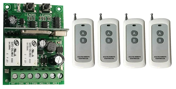 Individual learning code DC9V 12V 24V 10A 2CH Wireless Remote Control Switch Relay Output Radio Receiver Module+Transmitter
Individual learning code DC9V 12V 24V 10A 2CH Wireless Remote Control Switch Relay Output Radio Receiver Module+Transmitter