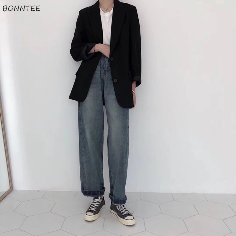 Jeans Women Loose Simple Retro All-match Elegant Korean Style Female Trendy Womens High Waist Students Pockets Zipper Trousers
Jeans Women Loose Simple Retro All-match Elegant Korean Style Female Trendy Womens High Waist Students Pockets Zipper Trousers