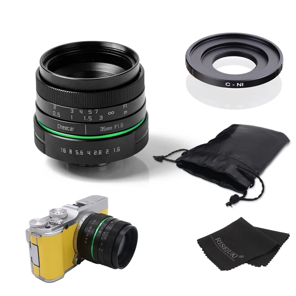 

New green circle 35mm APS-C CCTV camera lens For Nikon1:V1,J1,V2,J2 with C-N1 adapte rring + bag +gift free shipping