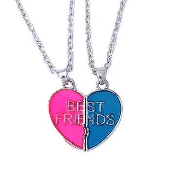 Beautiful enamel heart-shaped puzzle metal best friends pendant necklace FIT friends gifts souvenir jewelry necklace 
Beautiful enamel heart-shaped puzzle metal best friends pendant necklace FIT friends gifts souvenir jewelry necklace