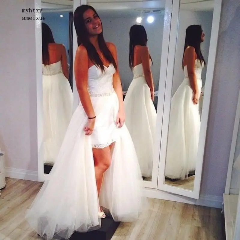 Detachable Skirt High-low Sexy Cheap Wedding Dress 2019 A-line Tulle Bridal Gown Off The Shoulder Sleeveless Beaded Vestidos
Detachable Skirt High-low Sexy Cheap Wedding Dress 2019 A-line Tulle Bridal Gown Off The Shoulder Sleeveless Beaded Vestidos