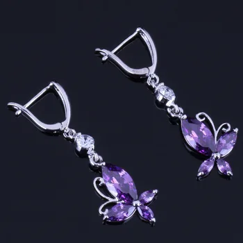 Astonishing Butterfly Purple Cubic Zirconia White CZ Silver Plated Drop Dangle Earrings V0808
Astonishing Butterfly Purple Cubic Zirconia White CZ Silver Plated Drop Dangle Earrings V0808