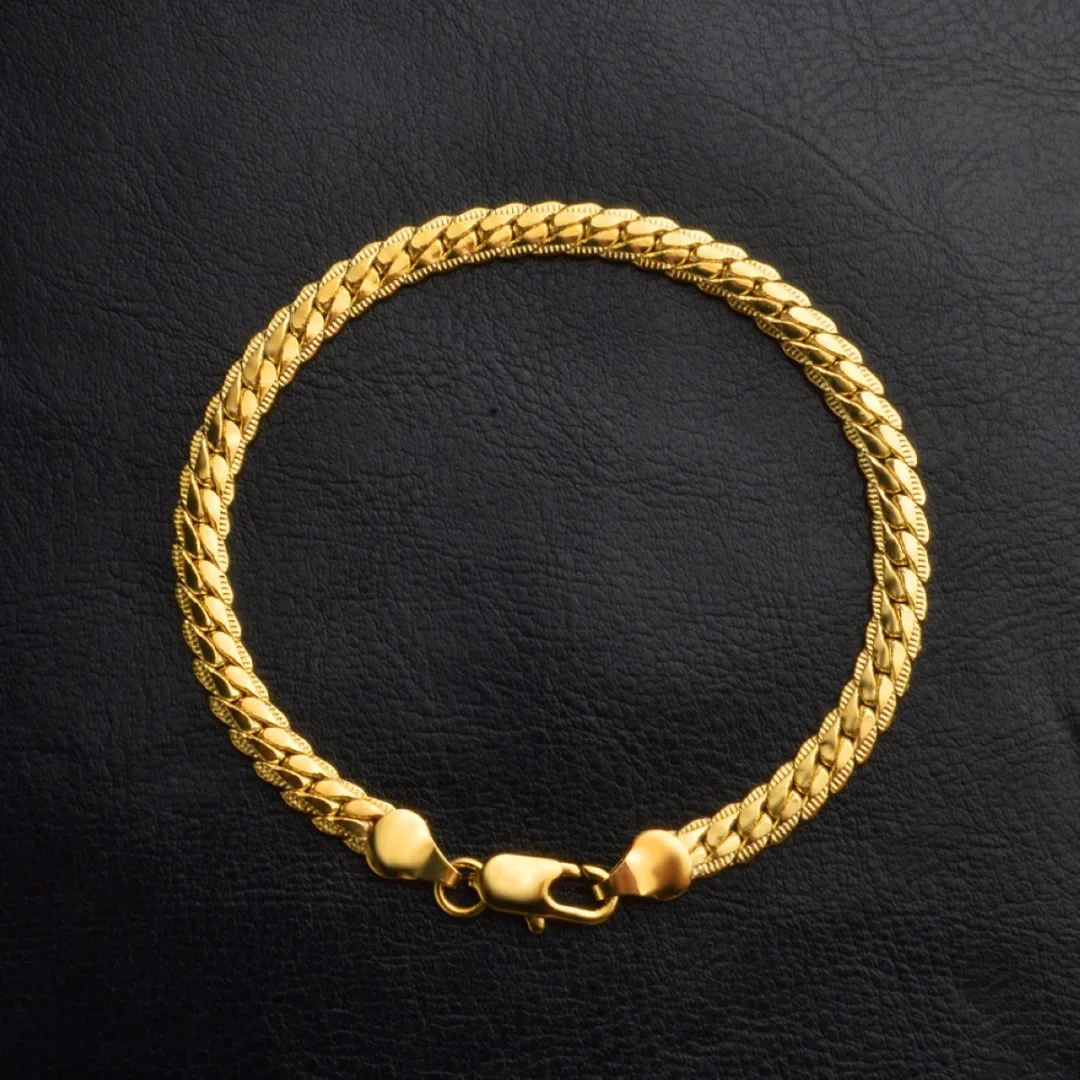 Men's Bracelet Fashion Jewelry Gold Color Flat Snake Bone Bangle Bracelet Shellhard Curb Chain Male Pulseira
Men's Bracelet Fashion Jewelry Gold Color Flat Snake Bone Bangle Bracelet Shellhard Curb Chain Male Pulseira