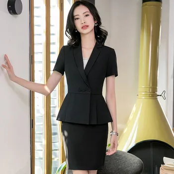 Women's suit skirt new short-sleeved slim slim double-breasted suit two-piece suit (jacket + skirt) ladies business suit
Women's suit skirt new short-sleeved slim slim double-breasted suit two-piece suit (jacket + skirt) ladies business suit