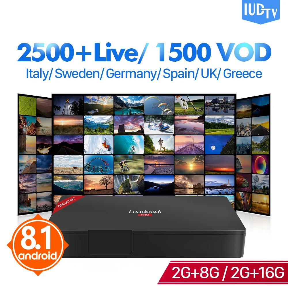IPTV Receivers Leadcool Pro IUDTV Box Android 8.1 rk3229 2G 8G 16G with IUDTV 1 Year IPTV Subscription Spain Turkey Sweden IP TV 
IPTV Receivers Leadcool Pro IUDTV Box Android 8.1 rk3229 2G 8G 16G with IUDTV 1 Year IPTV Subscription Spain Turkey Sweden IP TV