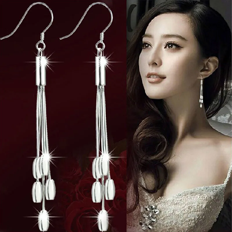 Fashion Women Girl Silver new Jewelry Plated Drops 925 Sterling Drops Long Tassels Hook Dangle Earrings
Fashion Women Girl Silver new Jewelry Plated Drops 925 Sterling Drops Long Tassels Hook Dangle Earrings
