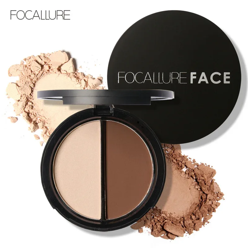 

2017 New Face Highlight Contour Palette 2 Colors Pressed Compact Powder Palette Face Shading Makeup Bronzer Concealer Mineral