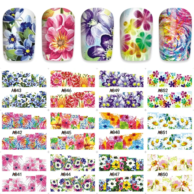 YWK 12 in 1 Full Floral Style Nail Art Water Decal Sticker Fashion Tips Decoration A841-852
YWK 12 in 1 Full Floral Style Nail Art Water Decal Sticker Fashion Tips Decoration A841-852