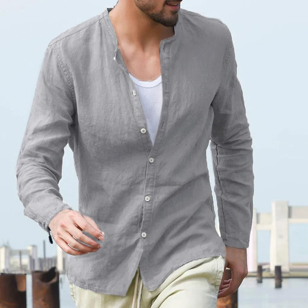 2019 Summer Men's Baggy Cotton Linen Solid Button Long Sleeve Retro Tops Blouse hawaiian shirt camisas hombre manga larga
2019 Summer Men's Baggy Cotton Linen Solid Button Long Sleeve Retro Tops Blouse hawaiian shirt camisas hombre manga larga