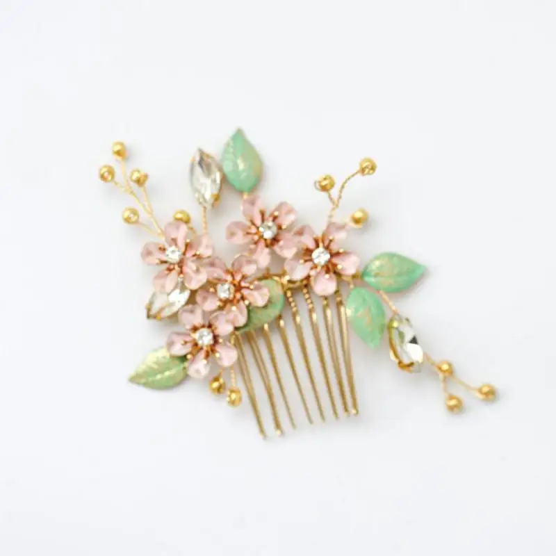 Color Enamel Flower Hair Comb Small Pink Hairpin Vintage Style Gold Leaf Bride Wedding Hair Accessories
Color Enamel Flower Hair Comb Small Pink Hairpin Vintage Style Gold Leaf Bride Wedding Hair Accessories