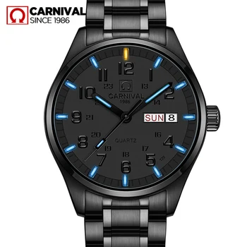 Quartz movement Double calendar Date Tritium Luminous military watch waterproof 30M CARNIVAL Sport Brand Watches Mens
Quartz movement Double calendar Date Tritium Luminous military watch waterproof 30M CARNIVAL Sport Brand Watches Mens