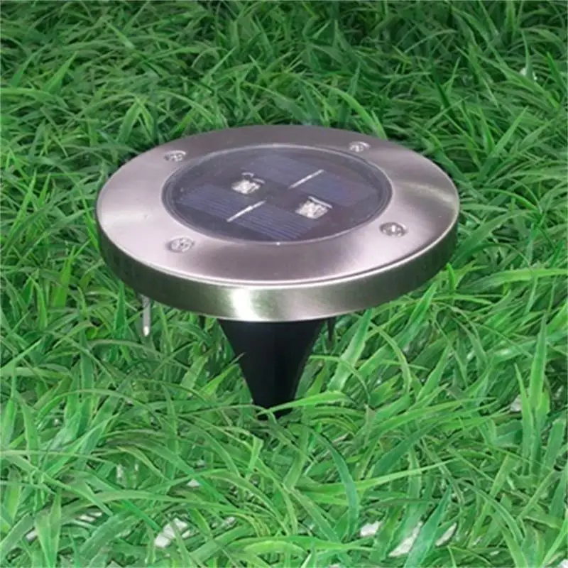 Image NEW 4SET Outdoor Solar 2LED Foldable Stainless Steel Ground Floor Light Garden Lamp