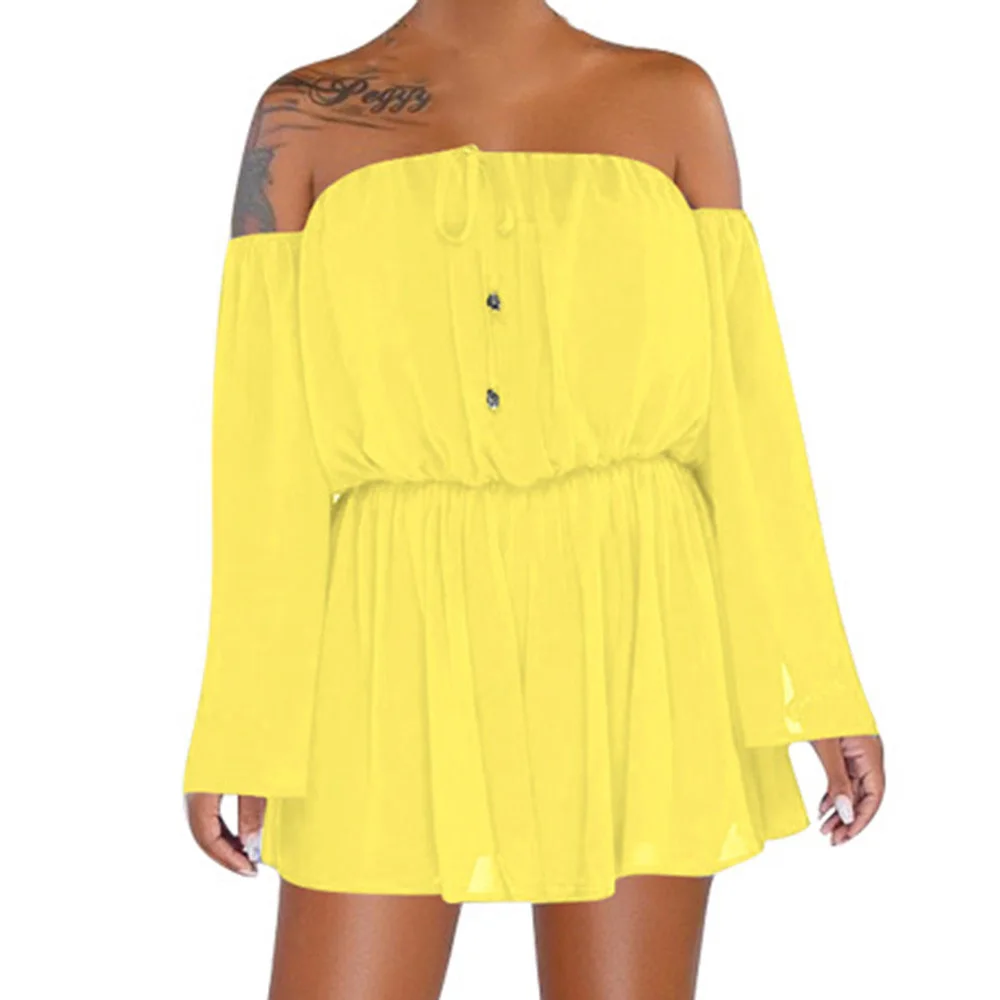 Women Holiday New Arrival Sexy Off Shoulder Long Sleeve Playsuits High Waisted Autumn Hollow Out Chiffon Jumpsuits Plus Size 3XL
Women Holiday New Arrival Sexy Off Shoulder Long Sleeve Playsuits High Waisted Autumn Hollow Out Chiffon Jumpsuits Plus Size 3XL