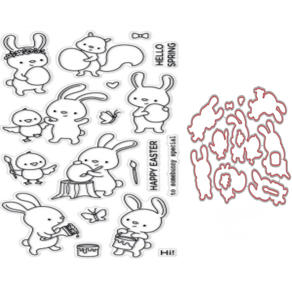 Cute Bunny Stamps and Frame Cutting Dies For Scrapbooking Paper Cards DIY New
Cute Bunny Stamps and Frame Cutting Dies For Scrapbooking Paper Cards DIY New