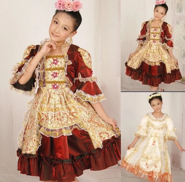 

fantasias girls princesses childs kids traditional Russian national dress European Court dresses stage dance costume for child