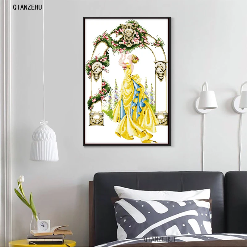 QIANZEHUI,Needlework,DIY Rose in gate and courtyard Cross stitch,Sets For Embroidery kits Cross-Stitching,Wall Home Decro
QIANZEHUI,Needlework,DIY Rose in gate and courtyard Cross stitch,Sets For Embroidery kits Cross-Stitching,Wall Home Decro