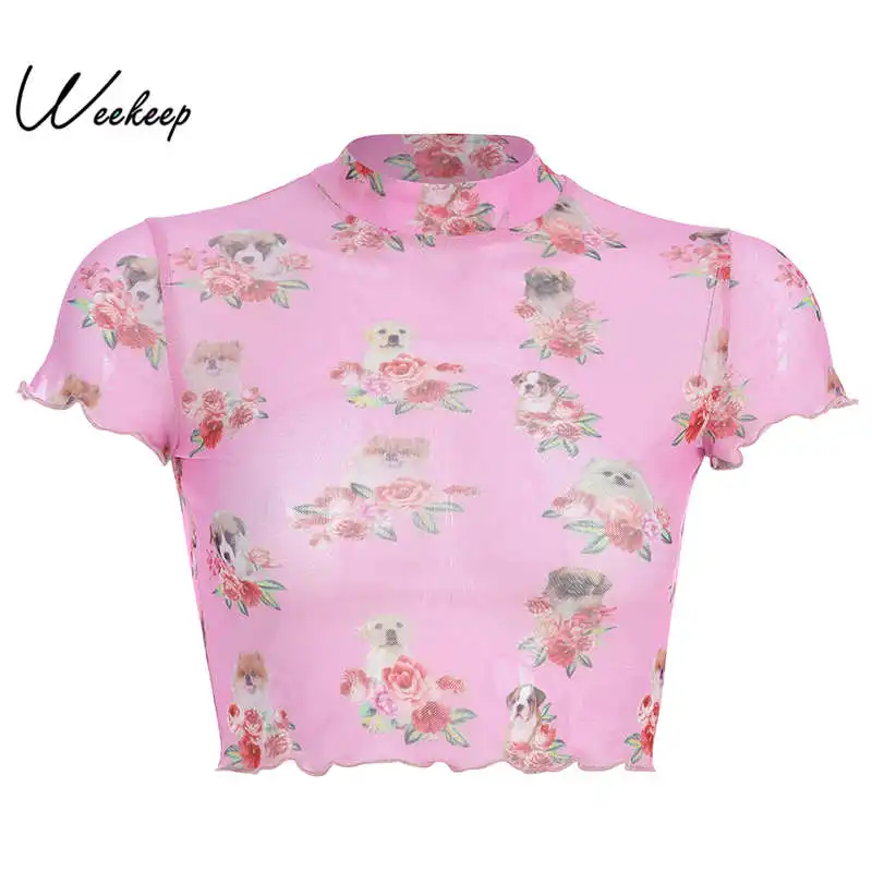 Weekeep Sexy Pink Perspective Bodycon t shirt Women Printed O-neck Short Sleeve t-shirt 2019 Summer Streetwear Crop Top
Weekeep Sexy Pink Perspective Bodycon t shirt Women Printed O-neck Short Sleeve t-shirt 2019 Summer Streetwear Crop Top
