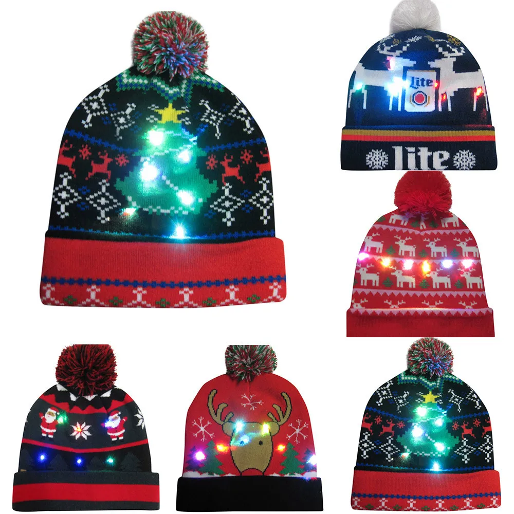 Merry Christmas women men adult caps 25 color LED Light-up Hat Knitted Ugly Sweater Holiday Christmas party Cap hat
Merry Christmas women men adult caps 25 color LED Light-up Hat Knitted Ugly Sweater Holiday Christmas party Cap hat