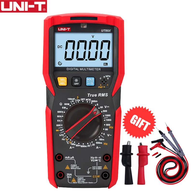 UNI-T UT89X Digital Multimeter True RMS Tester AC DC Voltmeter 1000V 20A Current Temperature Capacitance Resistance Test Meter
UNI-T UT89X Digital Multimeter True RMS Tester AC DC Voltmeter 1000V 20A Current Temperature Capacitance Resistance Test Meter