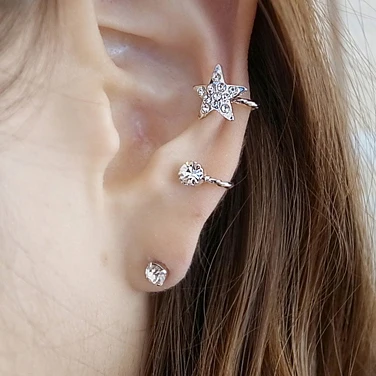 New Korean Fashion Crystal Star Earrings Ear Cuff Clip On Earrings Wrap For Girls Ear Piercing Jewelry 1E264
New Korean Fashion Crystal Star Earrings Ear Cuff Clip On Earrings Wrap For Girls Ear Piercing Jewelry 1E264