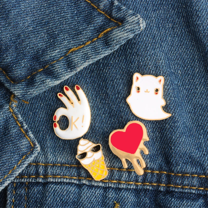 Funny Cartoon Heart Ice Cream Cat OK Enamel Pins Women Brooch Denim Shirts Jeans Lapel Pin Hat Bag Badge Jewelry Gifts for Kids
Funny Cartoon Heart Ice Cream Cat OK Enamel Pins Women Brooch Denim Shirts Jeans Lapel Pin Hat Bag Badge Jewelry Gifts for Kids