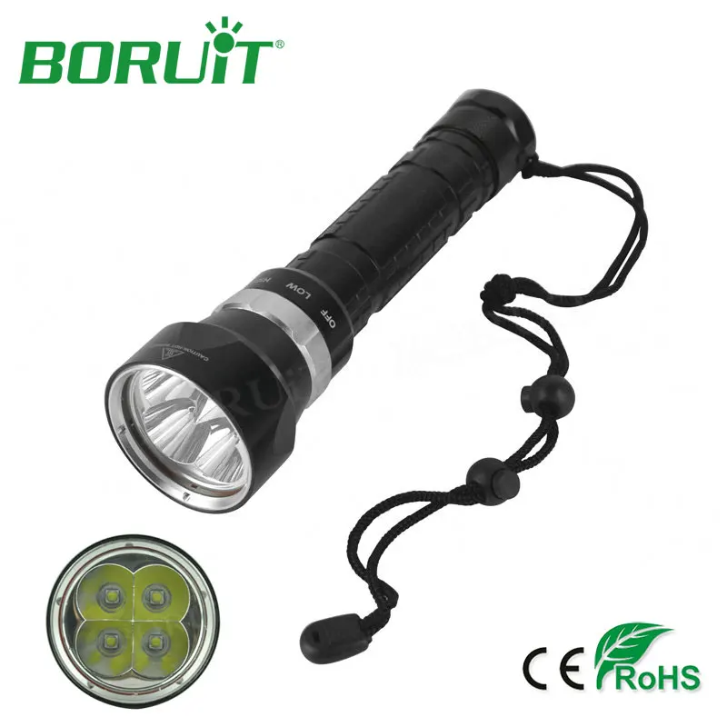 Boruit 7000lm 4 XM-L L2 LED Flashlight Diving Waterproof Flashlight Underwater 200 Meter Hunting Fishing Torch Light For Camping
Boruit 7000lm 4 XM-L L2 LED Flashlight Diving Waterproof Flashlight Underwater 200 Meter Hunting Fishing Torch Light For Camping