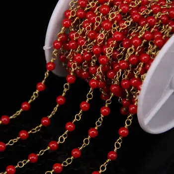 4mm Natural Coral Round Bead Link Chains,Red Color Gems Brass Wire Wrapped Rosary Chain Fashion Earrings Bracelet Jewelry
4mm Natural Coral Round Bead Link Chains,Red Color Gems Brass Wire Wrapped Rosary Chain Fashion Earrings Bracelet Jewelry