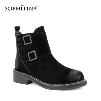 SOPHITINA Genuine Leather Handmade Woman Ankle Boots Retro Round Toe Quality Warm Short Plush Motorcycle Boot Fashion Buckle M40
SOPHITINA Genuine Leather Handmade Woman Ankle Boots Retro Round Toe Quality Warm Short Plush Motorcycle Boot Fashion Buckle M40