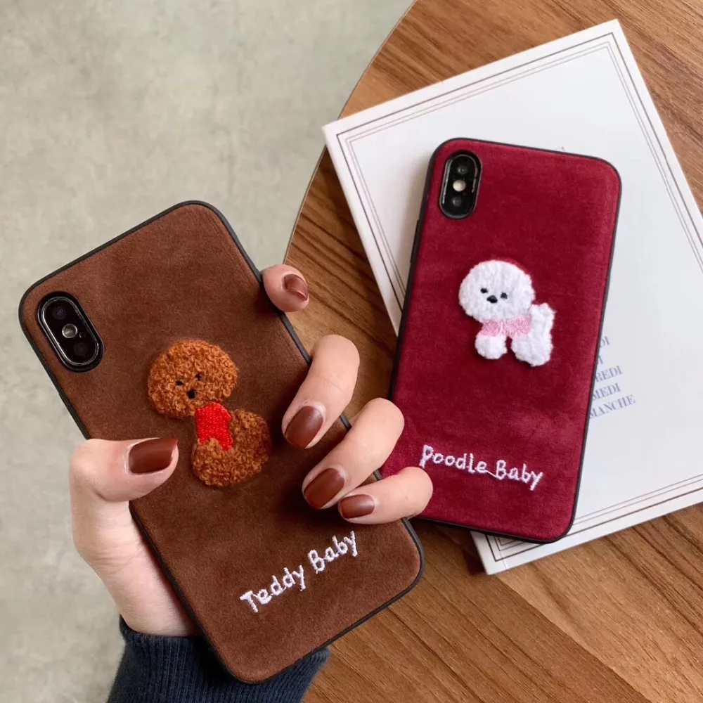 Cute Cartoon Embroidery Teddy Dog Phone Cases For iPhone 7 8 Plus X XS XR Max 6 6S Plus Poodle Plush Fur Protective Back Cover
Cute Cartoon Embroidery Teddy Dog Phone Cases For iPhone 7 8 Plus X XS XR Max 6 6S Plus Poodle Plush Fur Protective Back Cover
