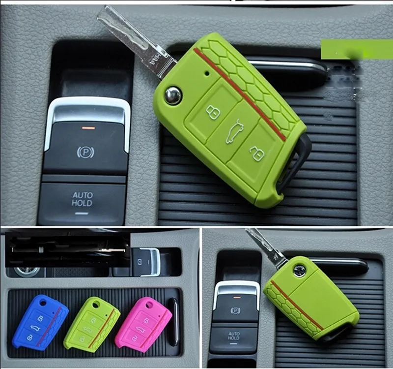 Car Accessories Key Case Key Bag Key Cover For Volkswagen VW Golf 7 mk7 Skoda Octavia A7 Silicone Key Portect Case car-styling