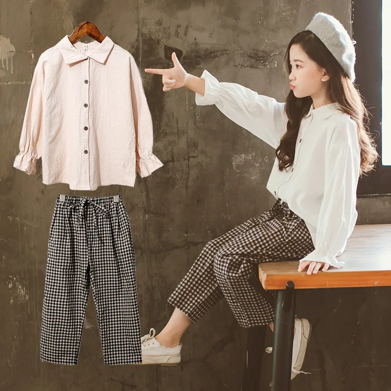 Children Girls Clothing Sets Autumn Teen Girls Suits School Kids Outfits Cotton Girls Clothes White Blouses Shirts + Plaid Pants
Children Girls Clothing Sets Autumn Teen Girls Suits School Kids Outfits Cotton Girls Clothes White Blouses Shirts + Plaid Pants