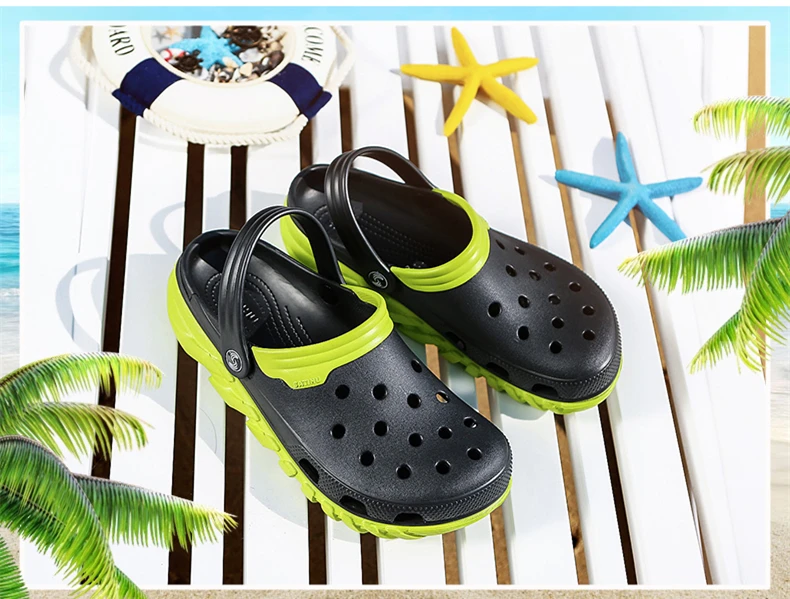 Brand Big Size 38-46 High Quality Croc Men Casual Aqua Clogs 2018 Male Band Sandals Summer Black Beach Swimming Shoes (2)