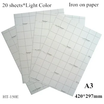 (A3*20pcs) Iron on Inkjet Heat Transfer Printing Paper for 100% Cotton Iron-on tshirt Transfers only for Light Fabrics HT-150E
(A3*20pcs) Iron on Inkjet Heat Transfer Printing Paper for 100% Cotton Iron-on tshirt Transfers only for Light Fabrics HT-150E