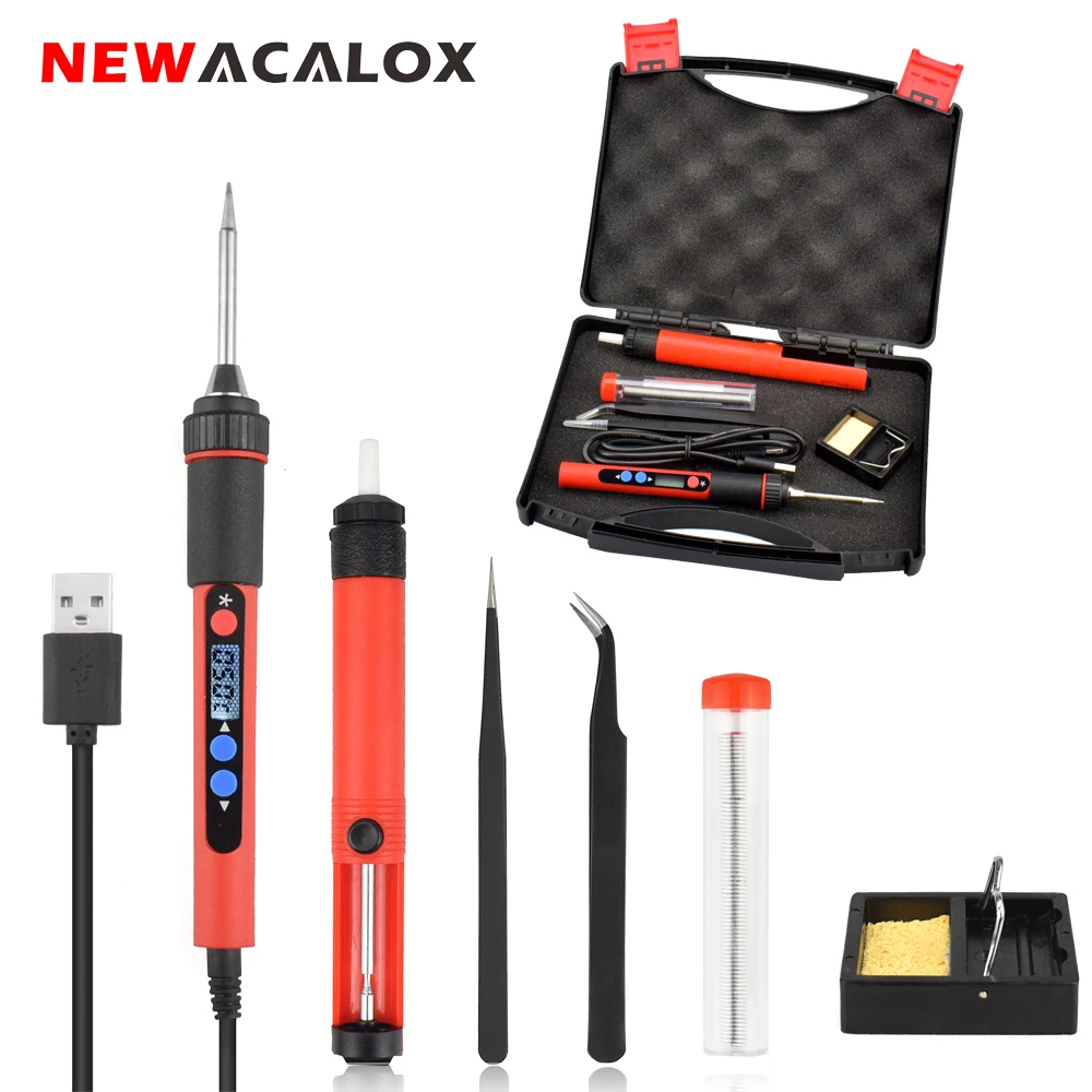 NEWACALOX USB 5V 2A 10W Digital Temp Adjustable Soldering Iron Kit Portable Lead-Free Welding Rework Station with Switch Toolbox
NEWACALOX USB 5V 2A 10W Digital Temp Adjustable Soldering Iron Kit Portable Lead-Free Welding Rework Station with Switch Toolbox