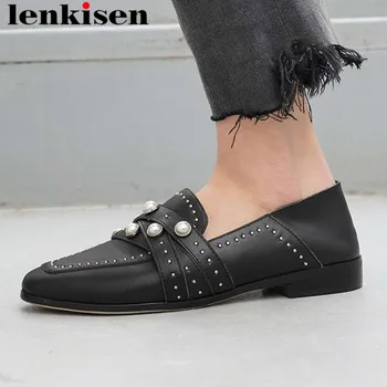 Lenkisen vintage retro british school handmade genuine leather low heels rivets pearls round toe slip on concise style pumps L75
Lenkisen vintage retro british school handmade genuine leather low heels rivets pearls round toe slip on concise style pumps L75