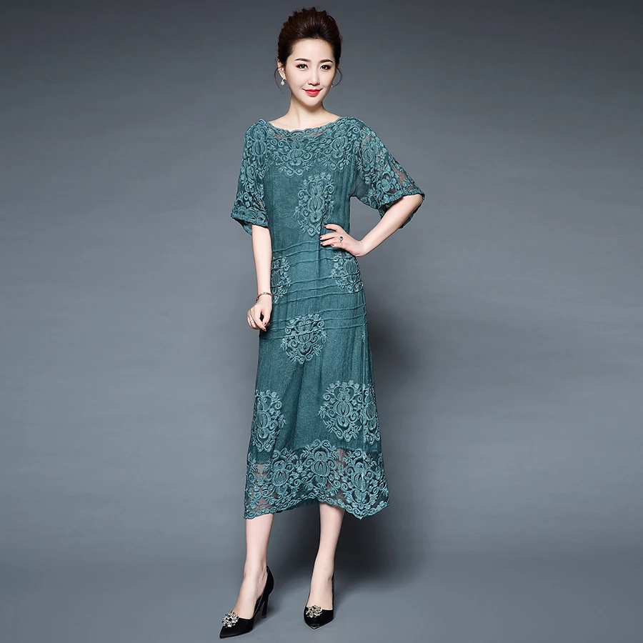 New arrival Silk Dresses Women elegant long loose Vintage embroidery dresses lady Fashion High Quality Fit Flare Solid Dresses
New arrival Silk Dresses Women elegant long loose Vintage embroidery dresses lady Fashion High Quality Fit Flare Solid Dresses