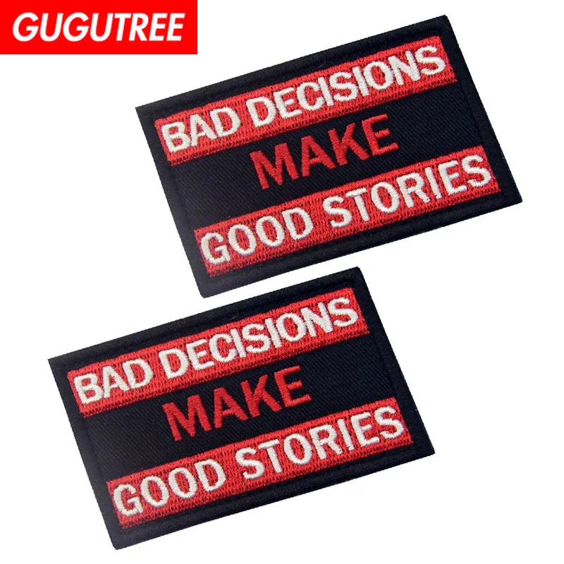 GUGUTREE embroidery HOOK&LOOP letter patches bad decisions make good stories patches badges applique patches for clothing AD-182
GUGUTREE embroidery HOOK&LOOP letter patches bad decisions make good stories patches badges applique patches for clothing AD-182